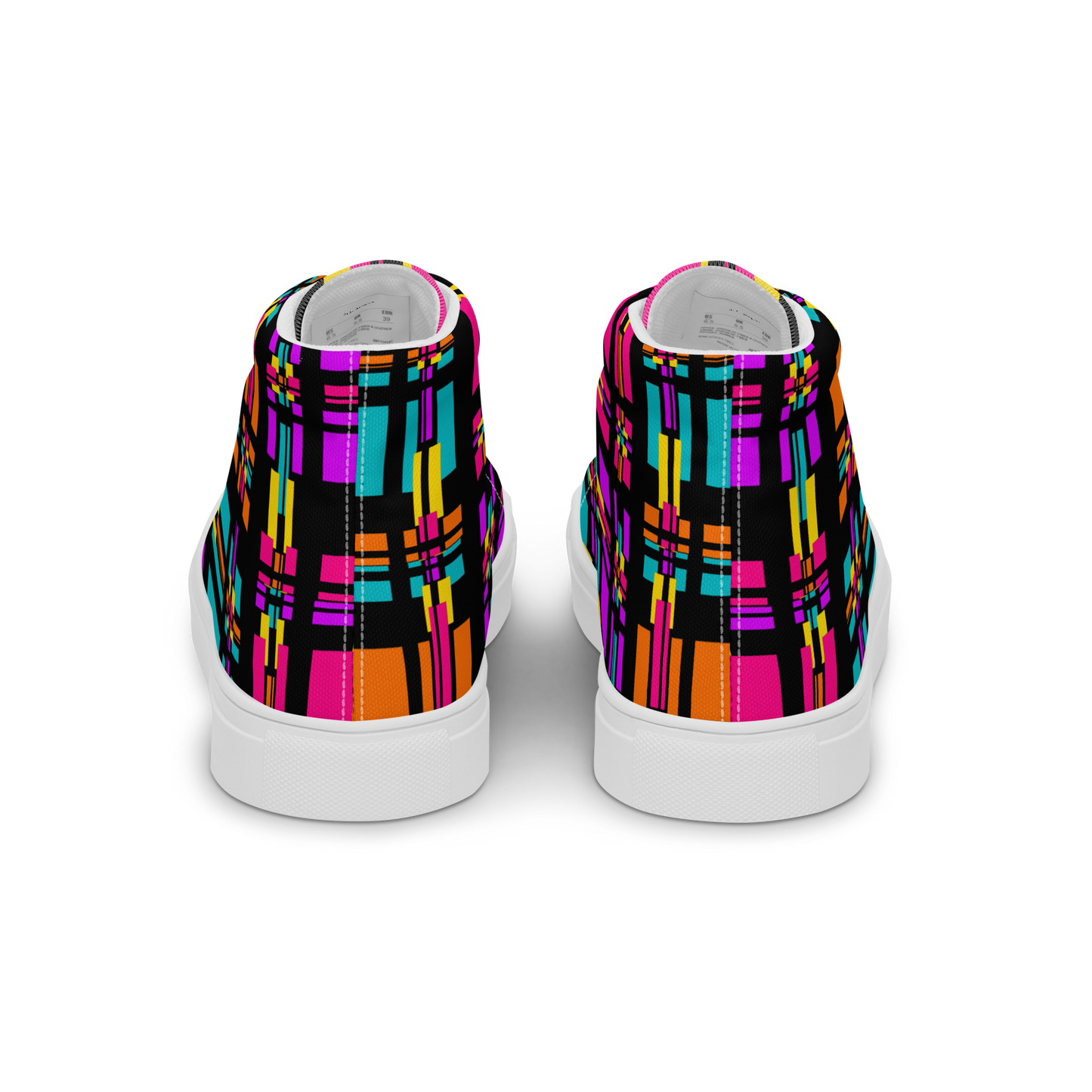 Women’s high top canvas shoes (Rainbow Plaid)