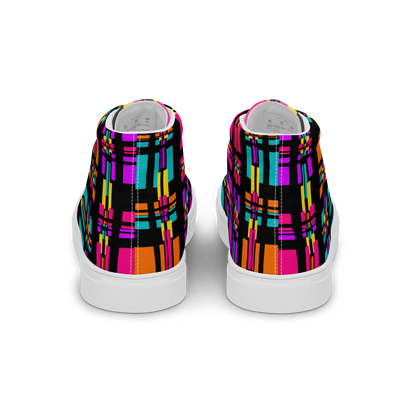 Women’s high top canvas shoes (Rainbow Plaid)