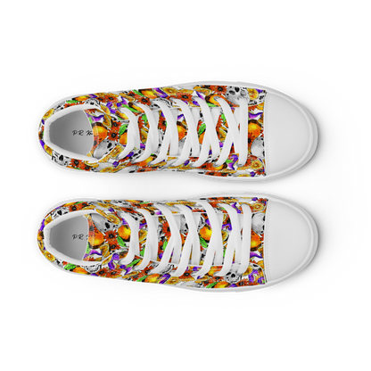 Women’s high top canvas shoes (Skulls & Oranges)