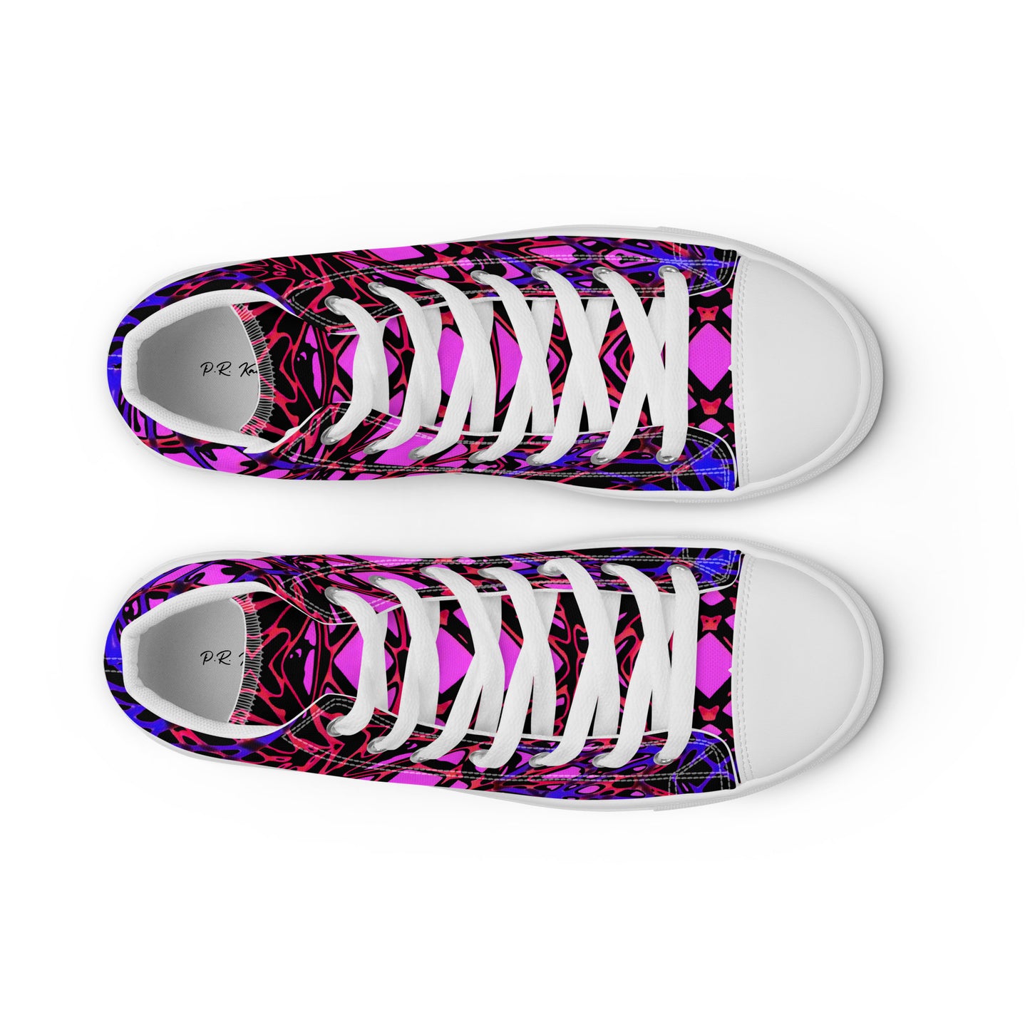 Women’s high top canvas shoes (Neon Latticework)