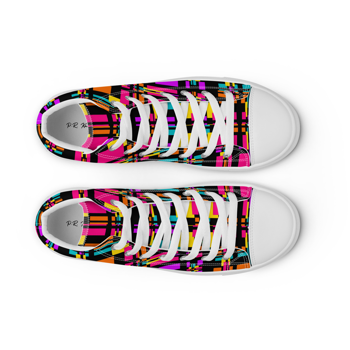 Women’s high top canvas shoes (Rainbow Plaid)