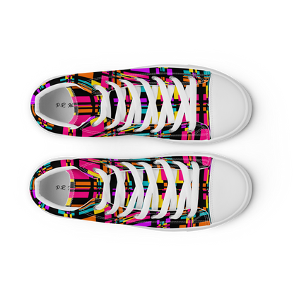 Women’s high top canvas shoes (Rainbow Plaid)