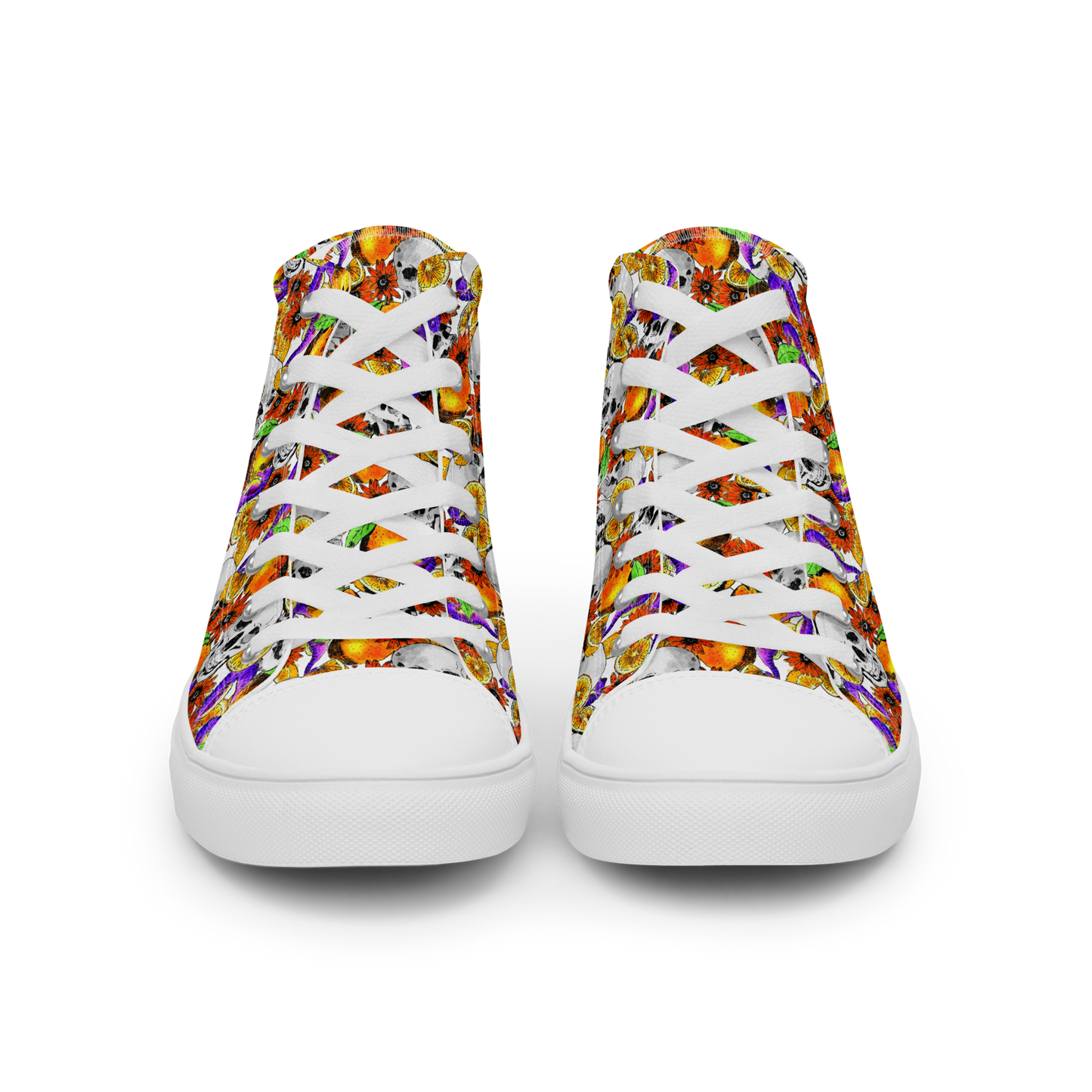 Women’s high top canvas shoes (Skulls & Oranges)