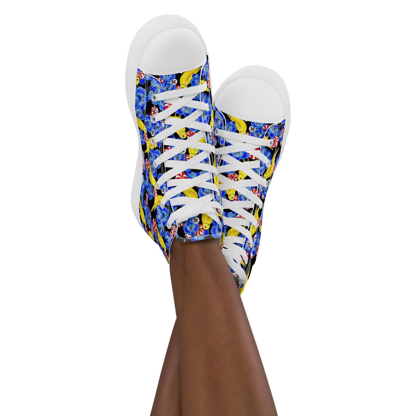 Women’s high top canvas shoes (Canaries & Orchids)