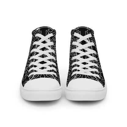 Women’s high top canvas shoes (Black & White Squiggle)