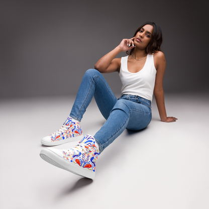 Women’s high top canvas shoes (Talavera-inspired|White)