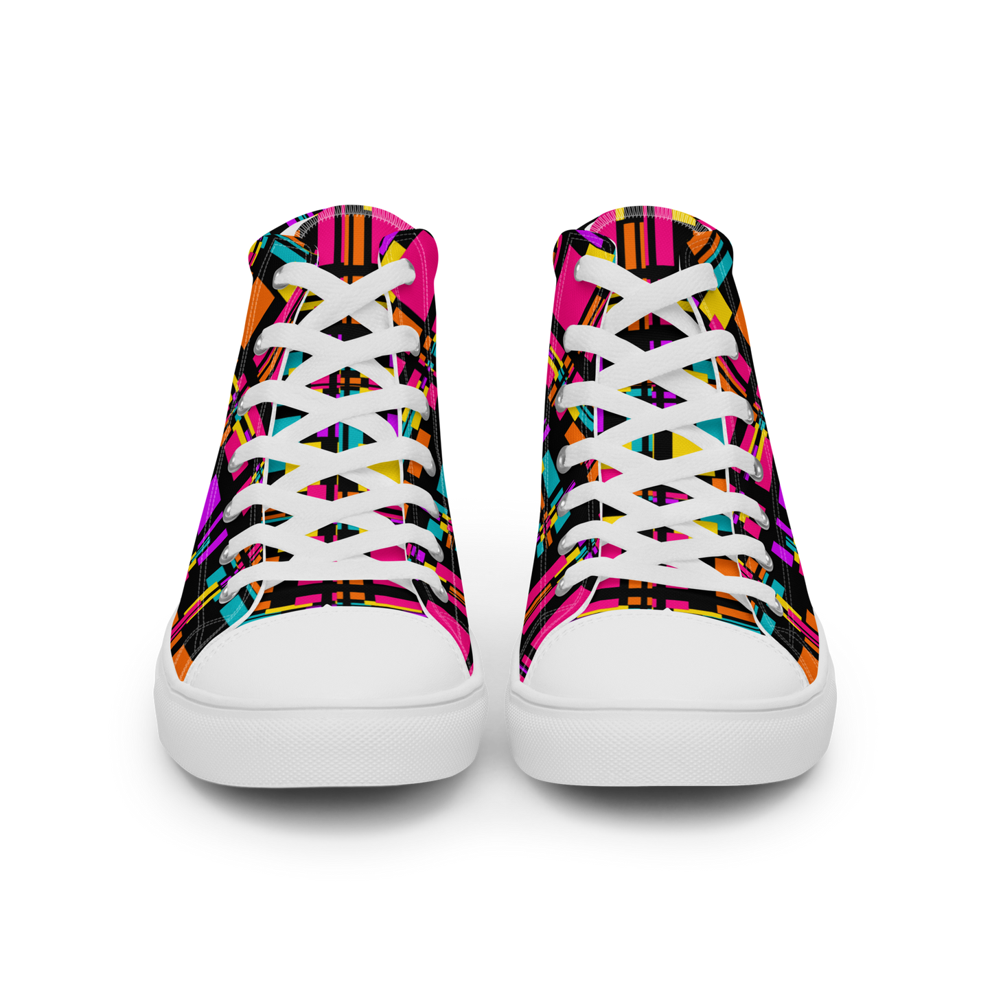 Women’s high top canvas shoes (Rainbow Plaid)