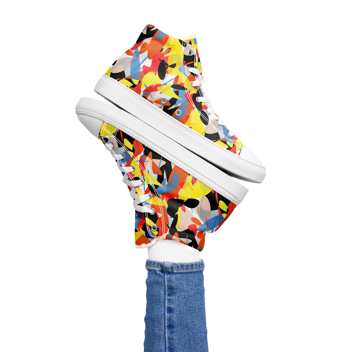 Women’s high top canvas shoes (Abstract Ovals)