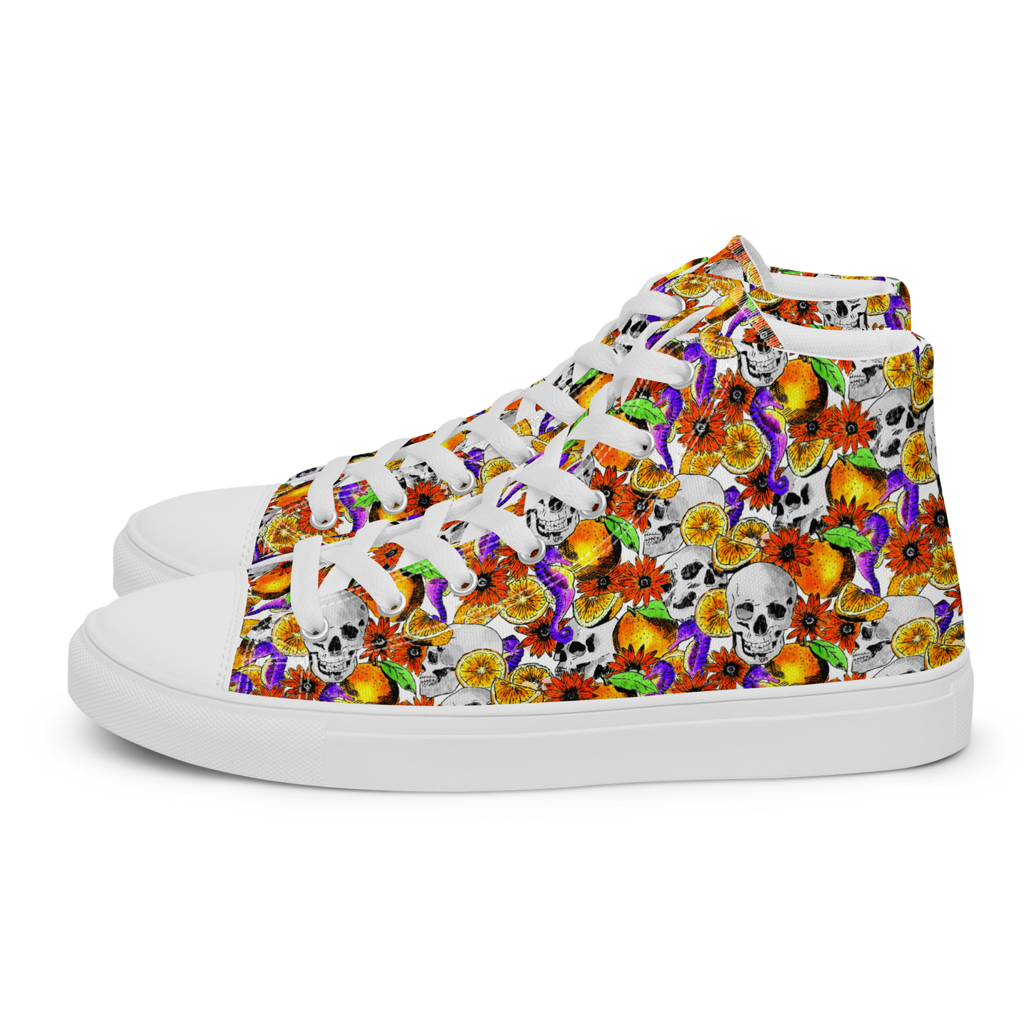 Women’s high top canvas shoes (Skulls & Oranges)