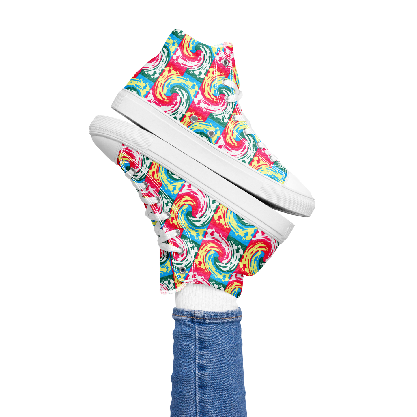 Women’s high top canvas shoes (Pink Waves)