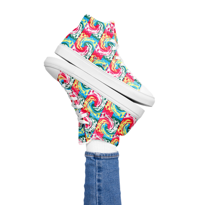 Women’s high top canvas shoes (Pink Waves)