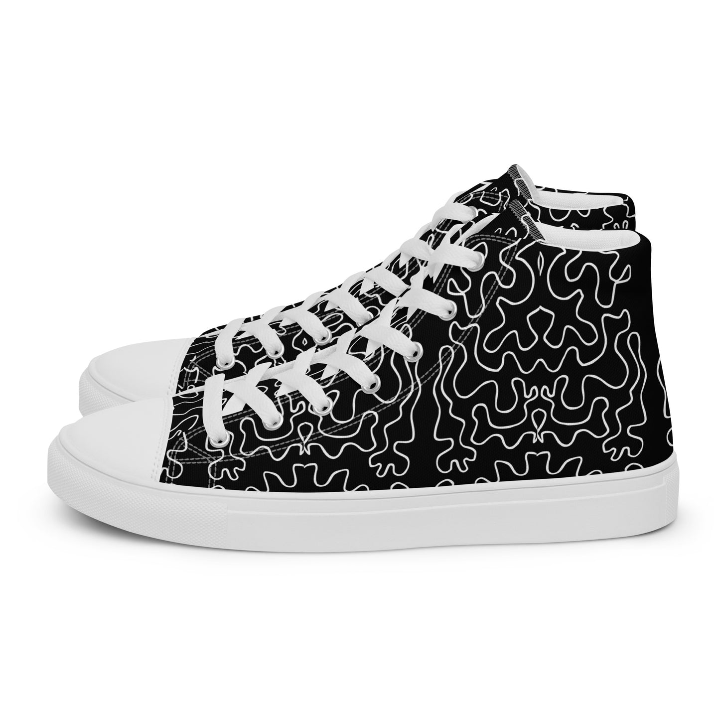 Women’s high top canvas shoes (Black & White Squiggle)