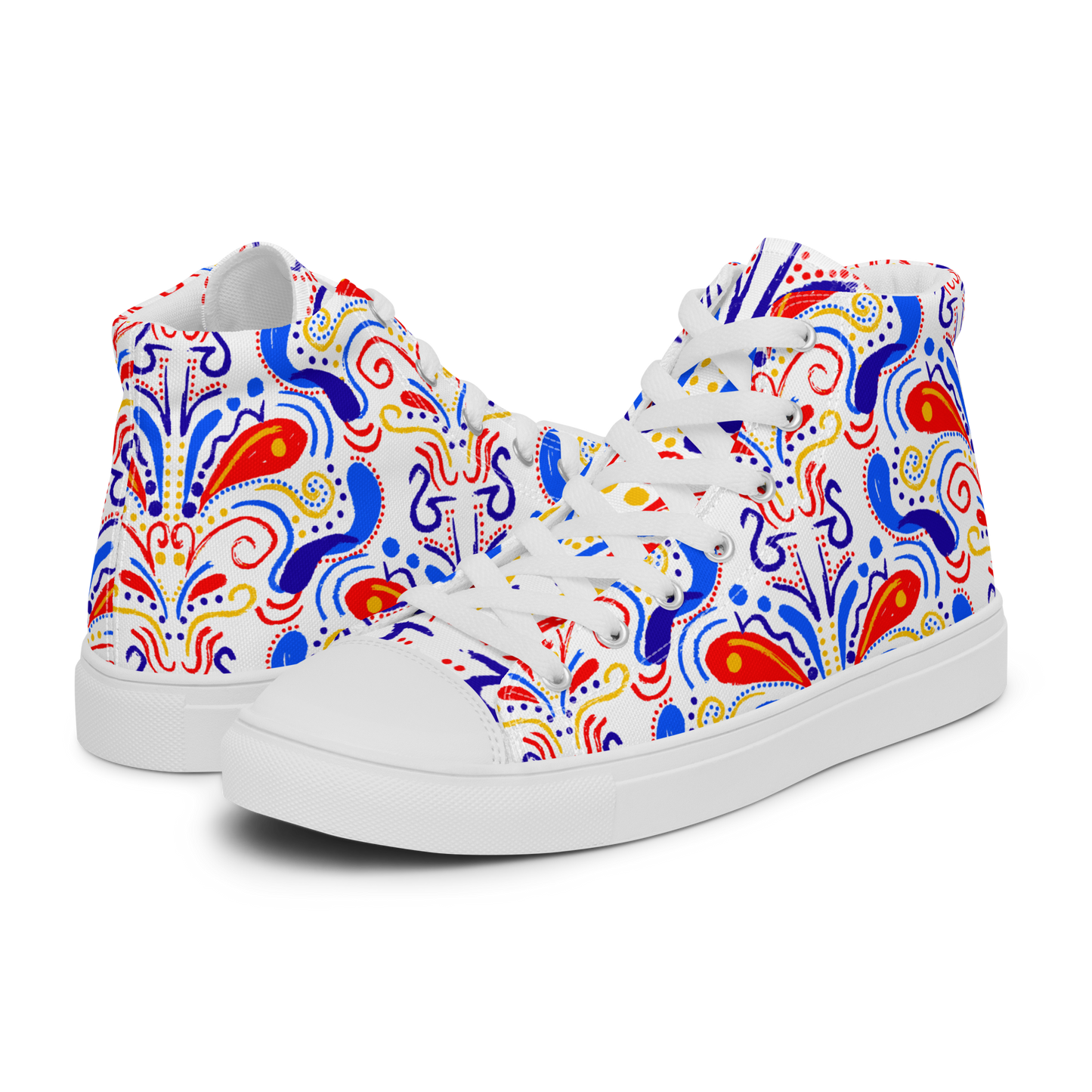 Women’s high top canvas shoes (Talavera-inspired|White)