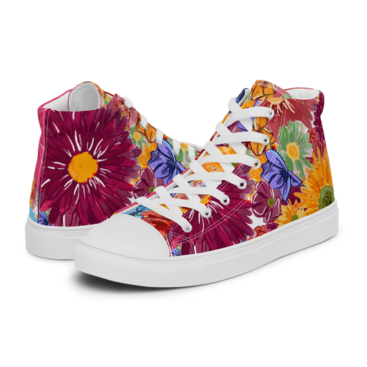 Women’s high top canvas shoes (Watercolor Flowers)