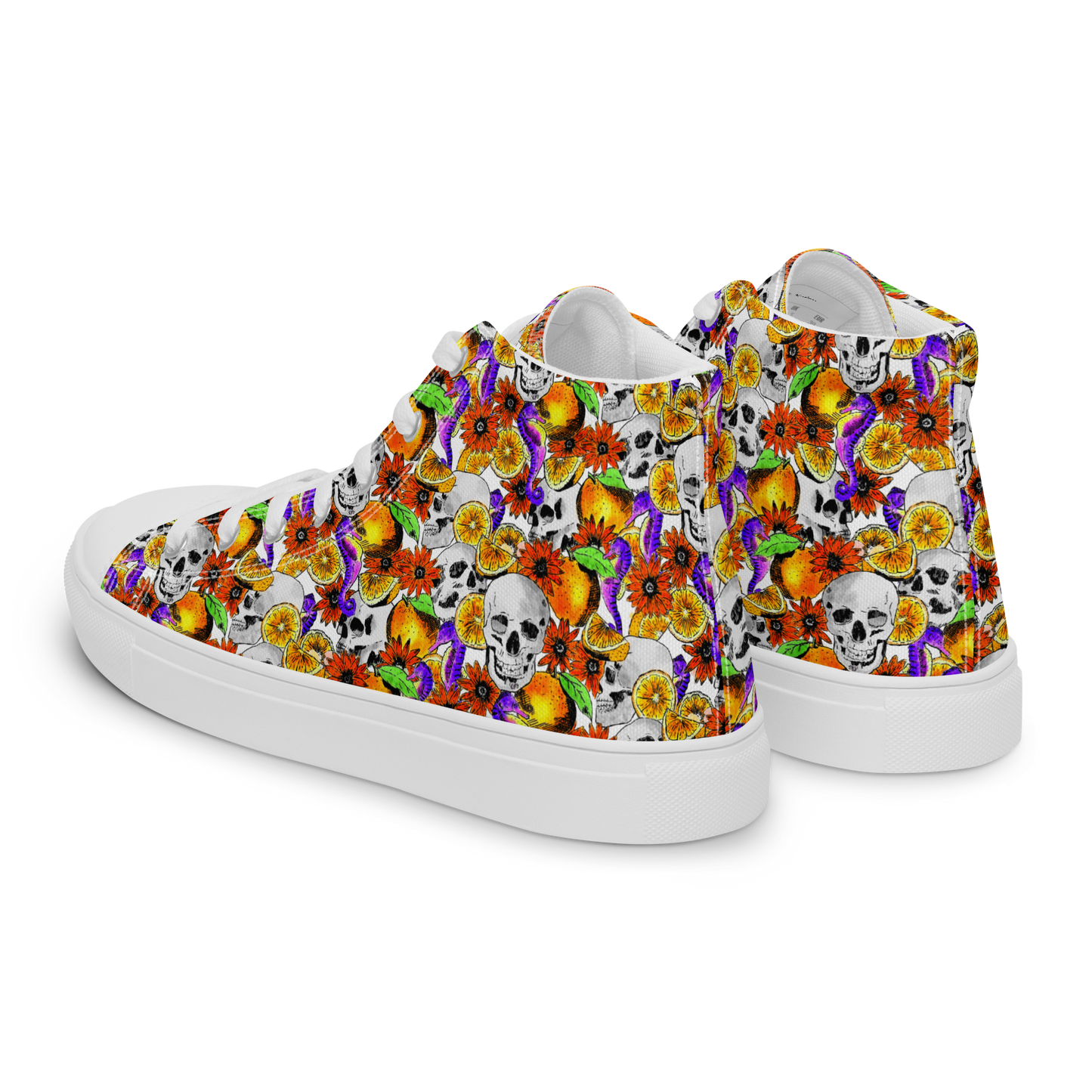 Women’s high top canvas shoes (Skulls & Oranges)