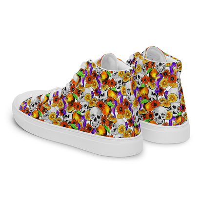 Women’s high top canvas shoes (Skulls & Oranges)