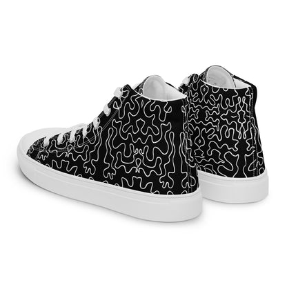 Women’s high top canvas shoes (Black & White Squiggle)