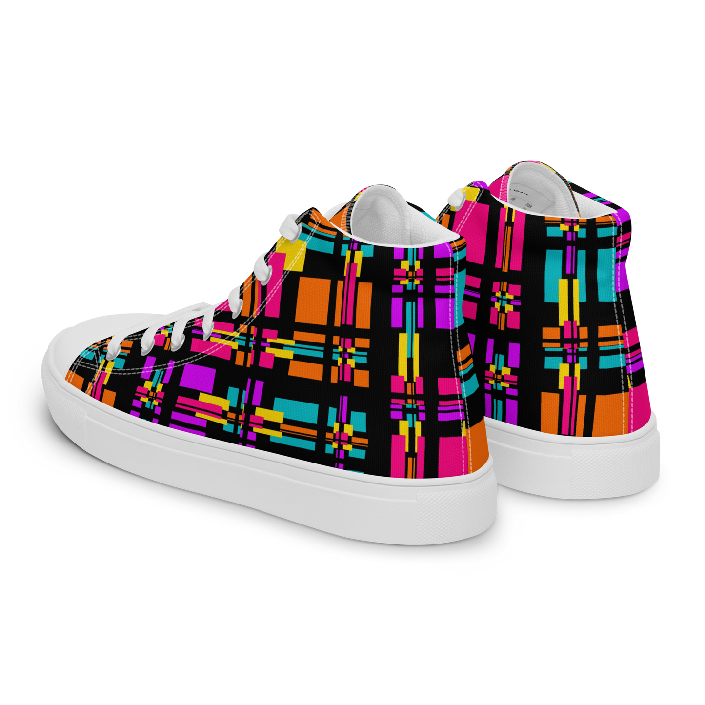 Women’s high top canvas shoes (Rainbow Plaid)