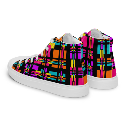 Women’s high top canvas shoes (Rainbow Plaid)