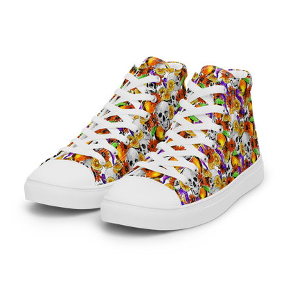 Women’s high top canvas shoes (Skulls & Oranges)