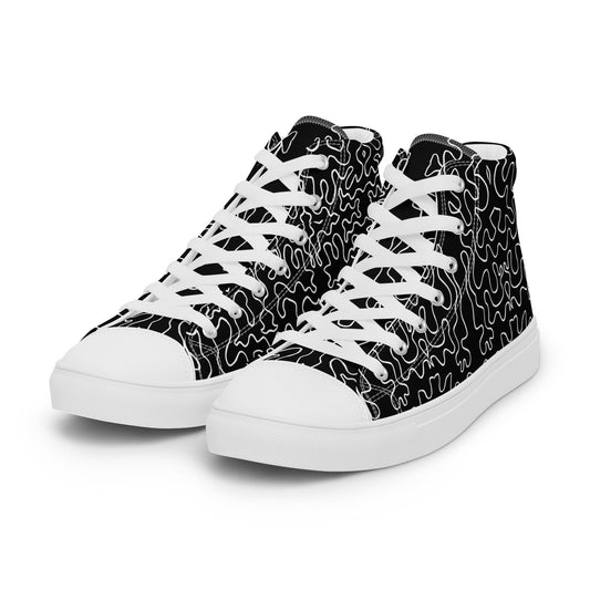 Women’s high top canvas shoes (Black & White Squiggle)