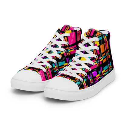 Women’s high top canvas shoes (Rainbow Plaid)