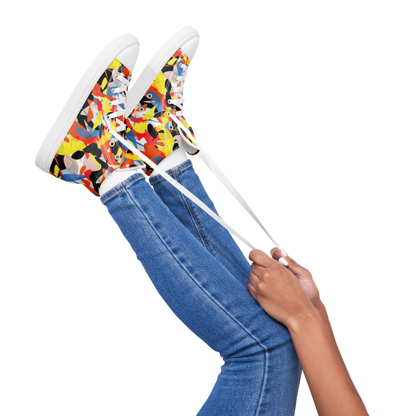 Women’s high top canvas shoes (Abstract Ovals)