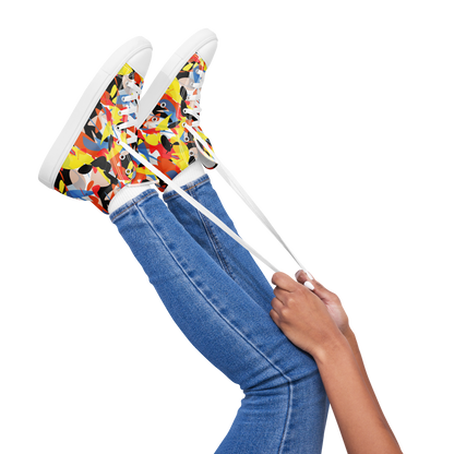 Women’s high top canvas shoes (Abstract Ovals)