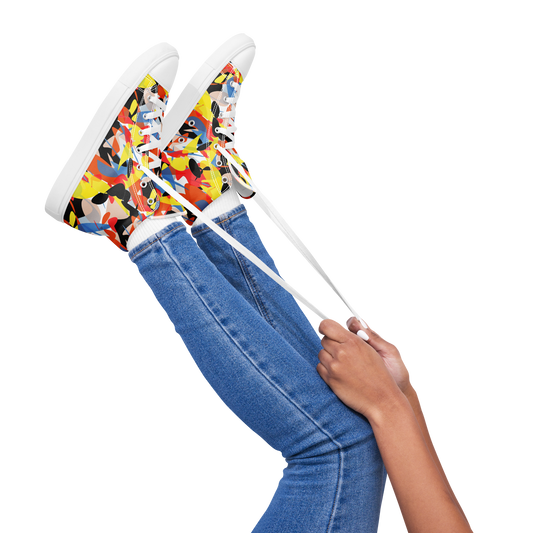 Women’s high top canvas shoes (Abstract Ovals)