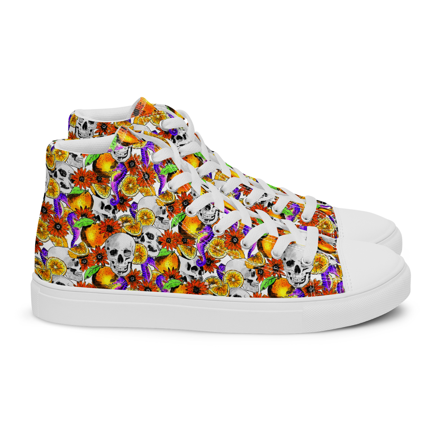 Women’s high top canvas shoes (Skulls & Oranges)