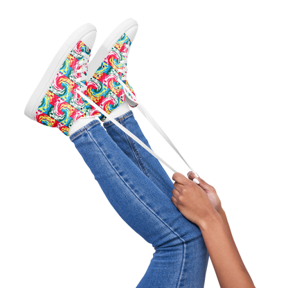 Women’s high top canvas shoes (Pink Waves)