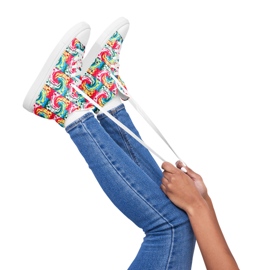 Women’s high top canvas shoes (Pink Waves)