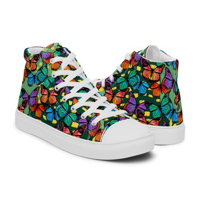 Women’s high top canvas shoes (Butterflies - Green)