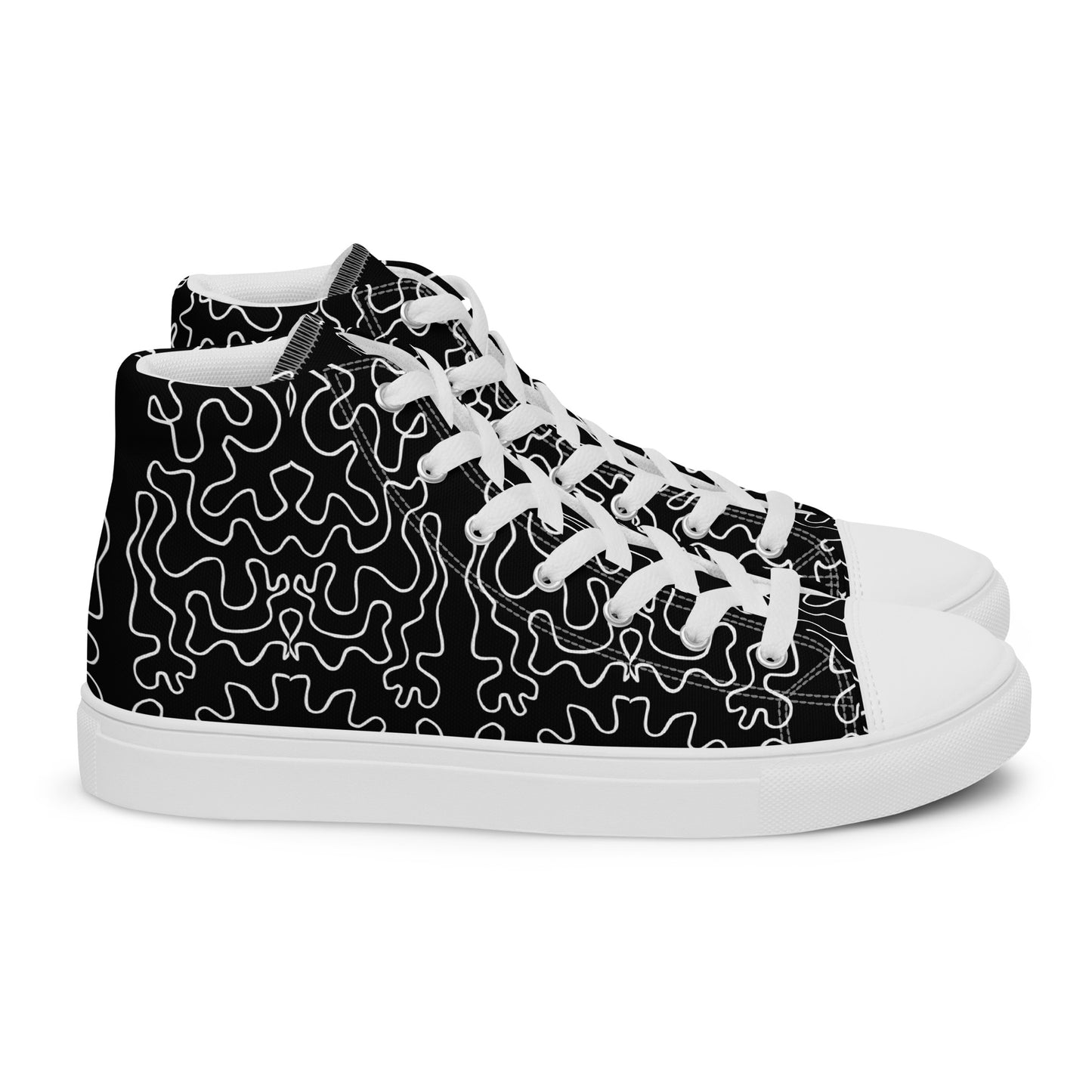 Women’s high top canvas shoes (Black & White Squiggle)