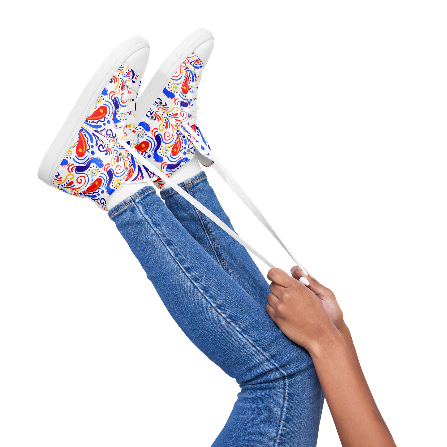 Women’s high top canvas shoes (Talavera-inspired|White)