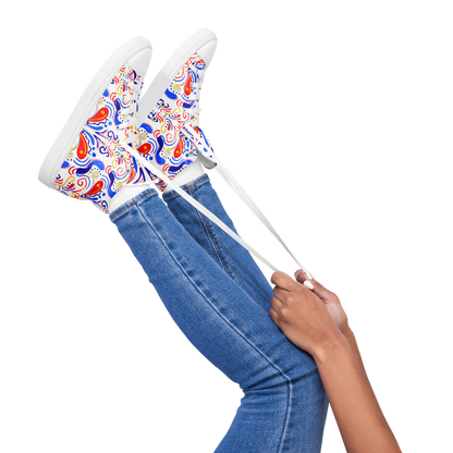 Women’s high top canvas shoes (Talavera-inspired|White)