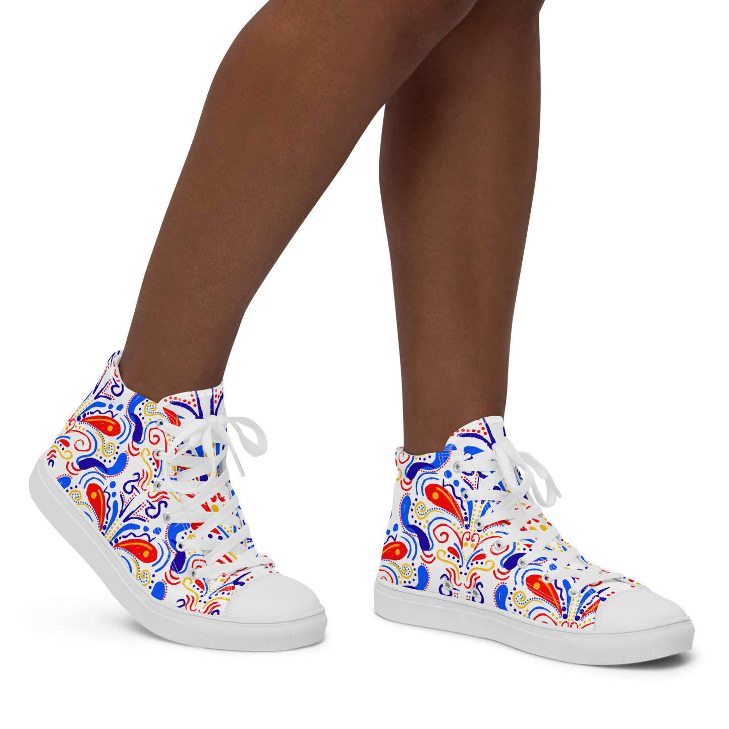 Women’s high top canvas shoes (Talavera-inspired|White)