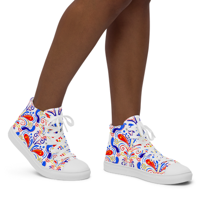 Women’s high top canvas shoes (Talavera-inspired|White)