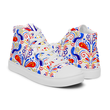 Women’s high top canvas shoes (Talavera-inspired|White)