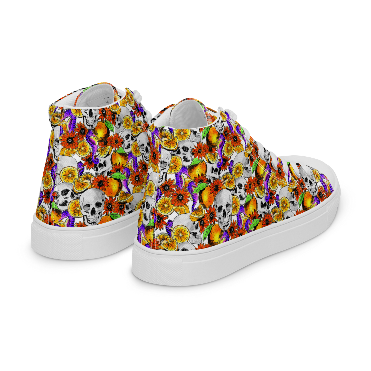 Women’s high top canvas shoes (Skulls & Oranges)