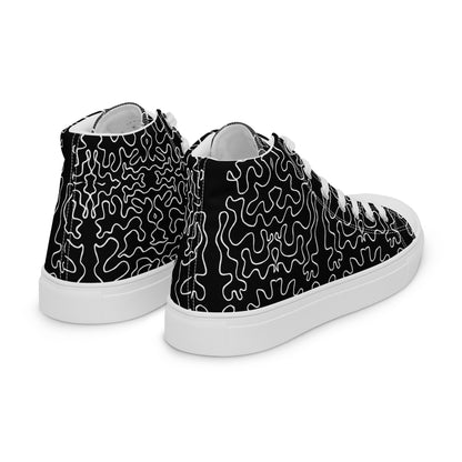 Women’s high top canvas shoes (Black & White Squiggle)