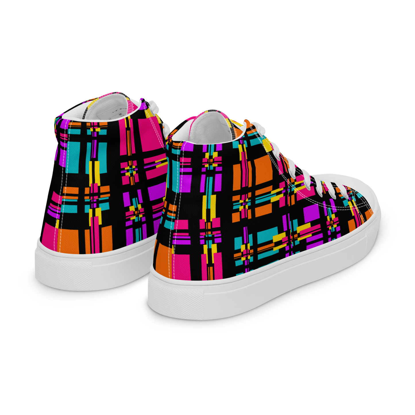 Women’s high top canvas shoes (Rainbow Plaid)