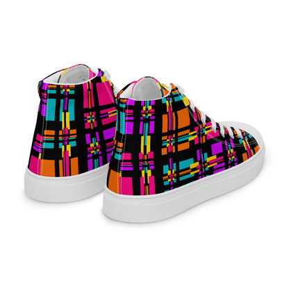 Women’s high top canvas shoes (Rainbow Plaid)