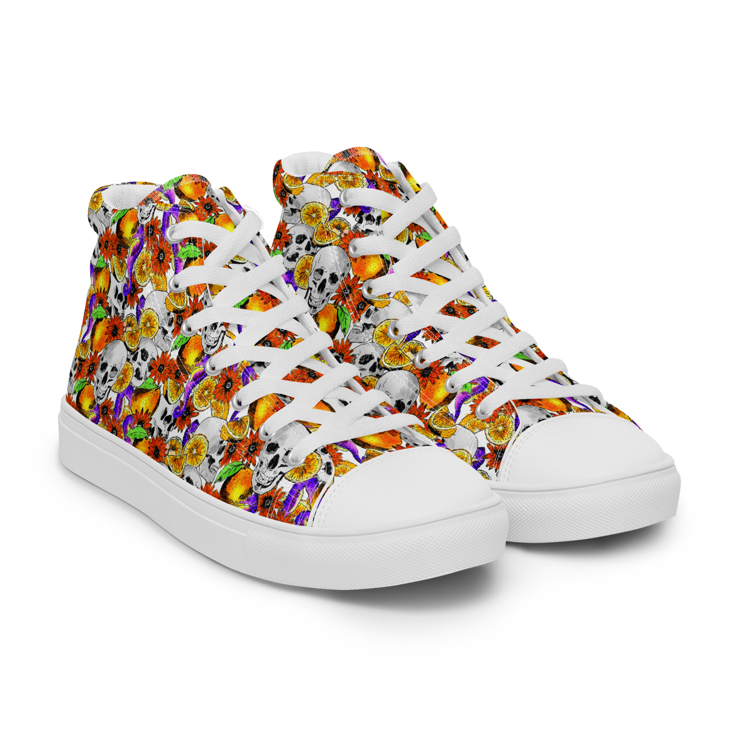 Women’s high top canvas shoes (Skulls & Oranges)