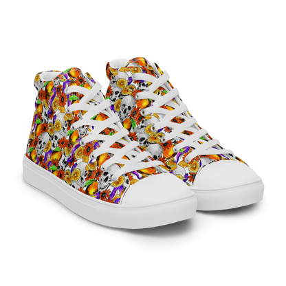 Women’s high top canvas shoes (Skulls & Oranges)