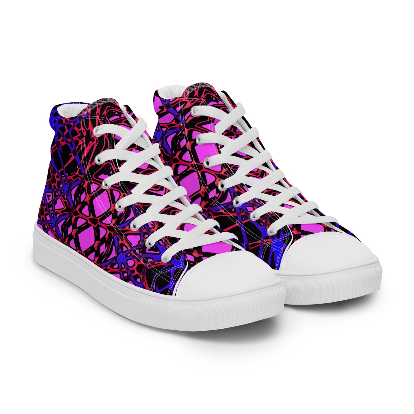 Women’s high top canvas shoes (Neon Latticework)