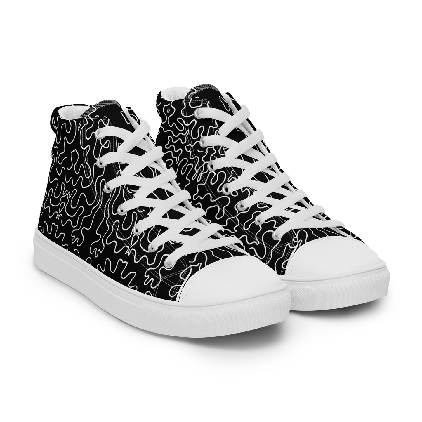 Women’s high top canvas shoes (Black & White Squiggle)