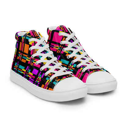 Women’s high top canvas shoes (Rainbow Plaid)