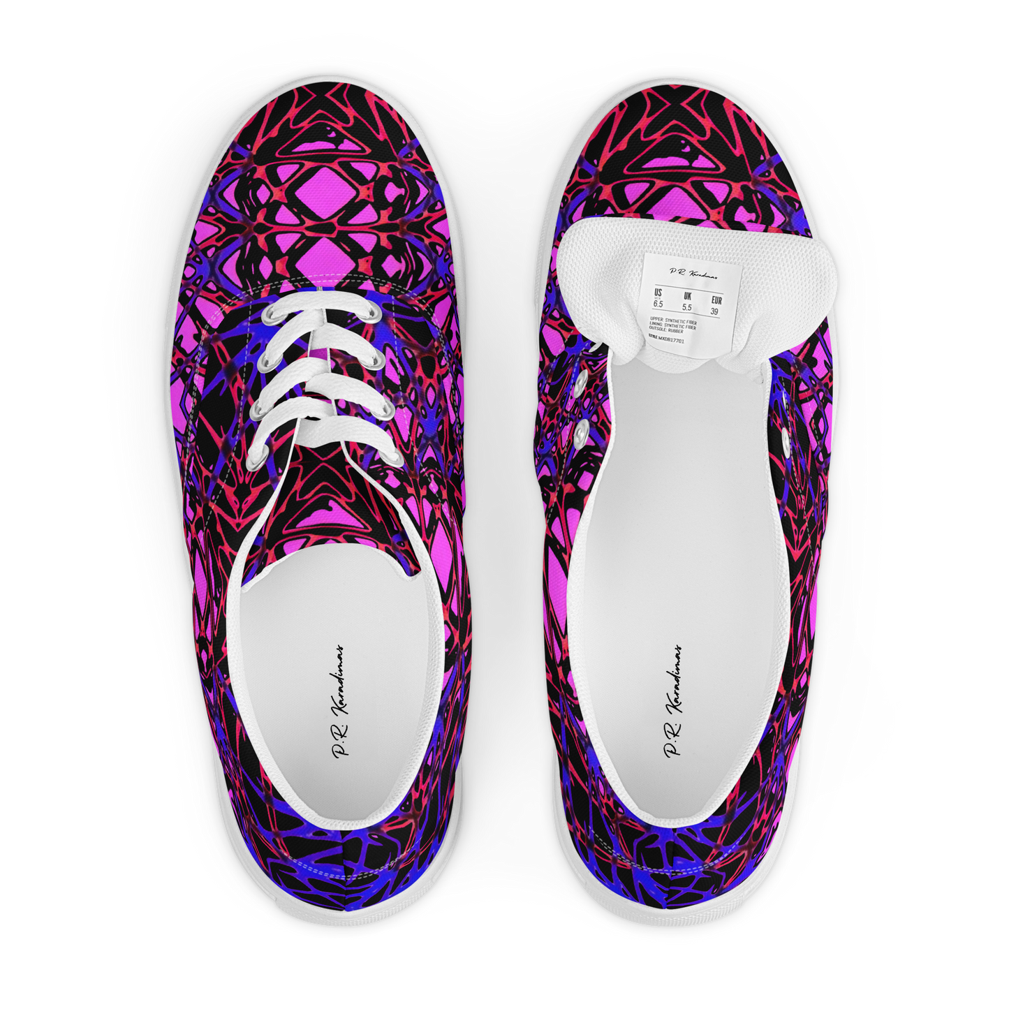 Women’s lace-up canvas shoes (Neon Latticework)