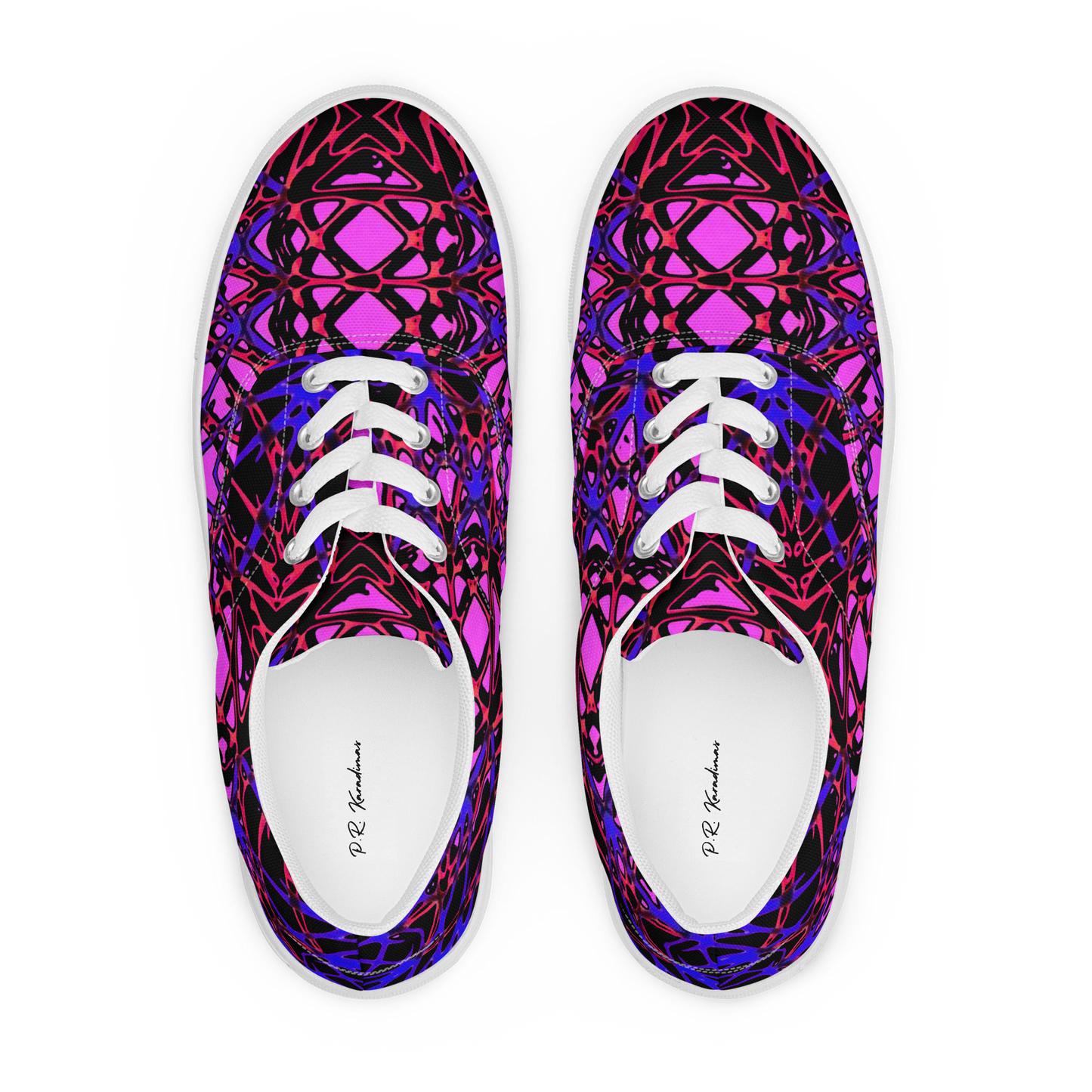 Women’s lace-up canvas shoes (Neon Latticework)